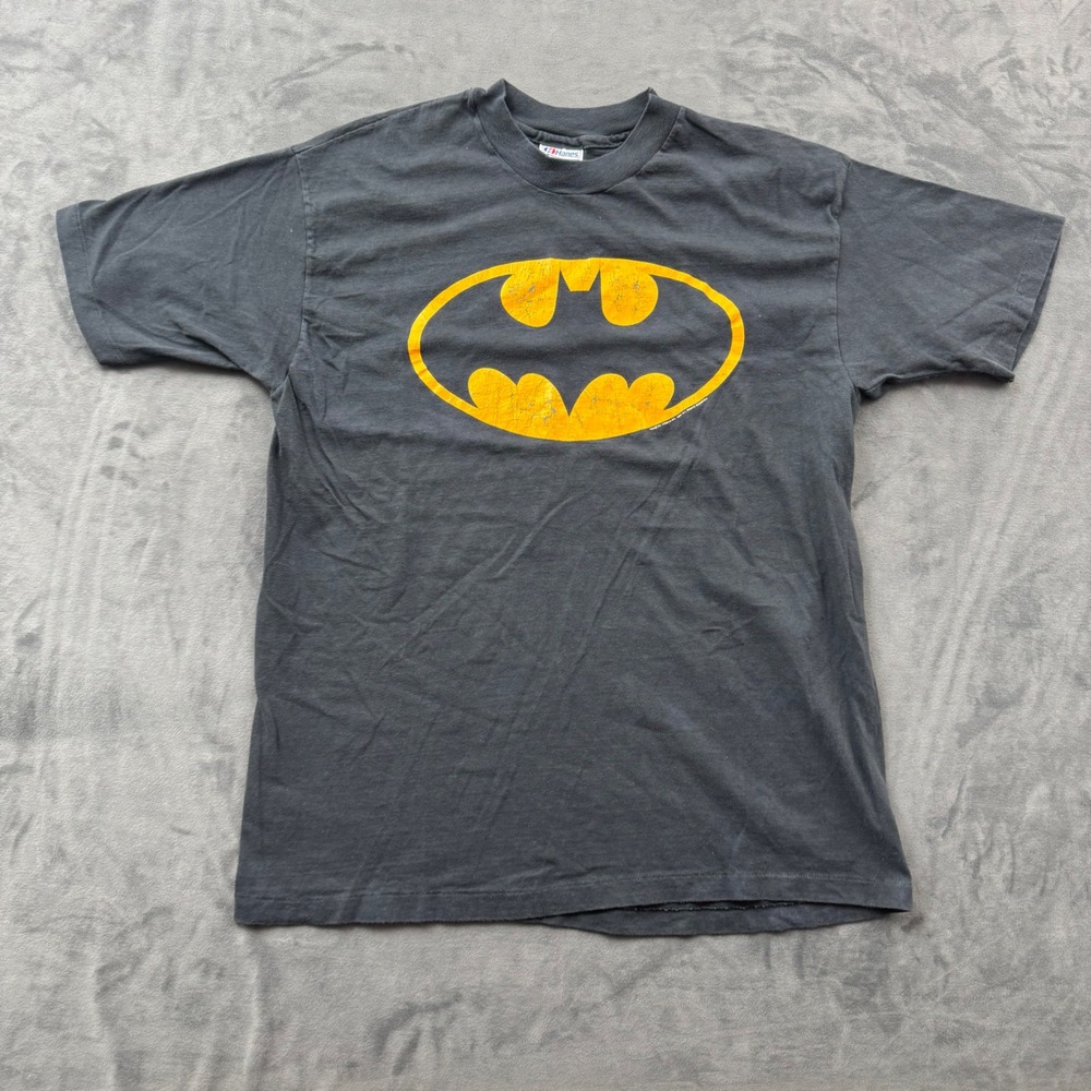 Vintage Hanes Batman T Shirt XL Single Stitch DC Comics 1964 Logo Black USA Made